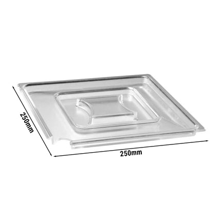 GGM Gastro (6 pcs) Lid (FLOAT) - with Spoon Slot - Acrylic - 250x250x15mm - Clear - for 83918 & 83919