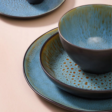 GGM Gastro (6 pcs) LOTUS | Plate - flat - Stoneware - Ø205mm - Turquoise/Black
