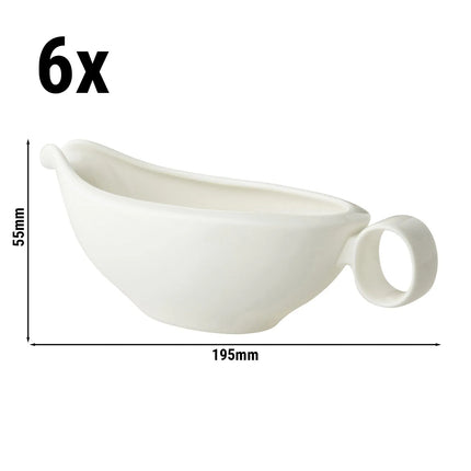 GGM Gastro (6 pcs) LUX - Gravy Boat Maastricht - 250ml - 195x85mm - Ivory - Porcelain