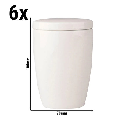 GGM Gastro (6 pcs) LUX | Sugar Bowl - Maastricht - Porcelain - Ø 70mm - Height: 100mm - with Lid - Ivory