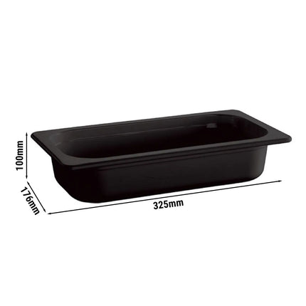 GGM Gastro (6 pcs) Melamine Gastronorm Tray GN 1/3 - ECO - Black - 2.7L - Depth: 100mm