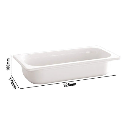 GGM Gastro (6 pcs) Melamine Gastronorm Tray GN 1/3 - ECO - White - 2.7L - Depth: 100mm