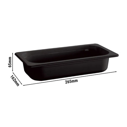 GGM Gastro (6 pcs) Melamine Gastronorm Tray GN 1/4 - ECO - Black - 1.35L - Depth: 65mm