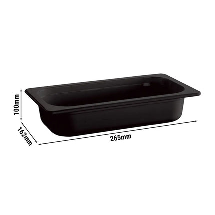 GGM Gastro (6 pcs) Melamine Gastronorm Tray GN 1/4 - ECO - Black - 1.9L - Depth: 100mm