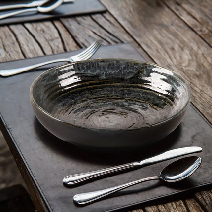 GGM Gastro (6 pcs) METALLIC | Deep Plate - Stoneware - Ø260mm - Silver