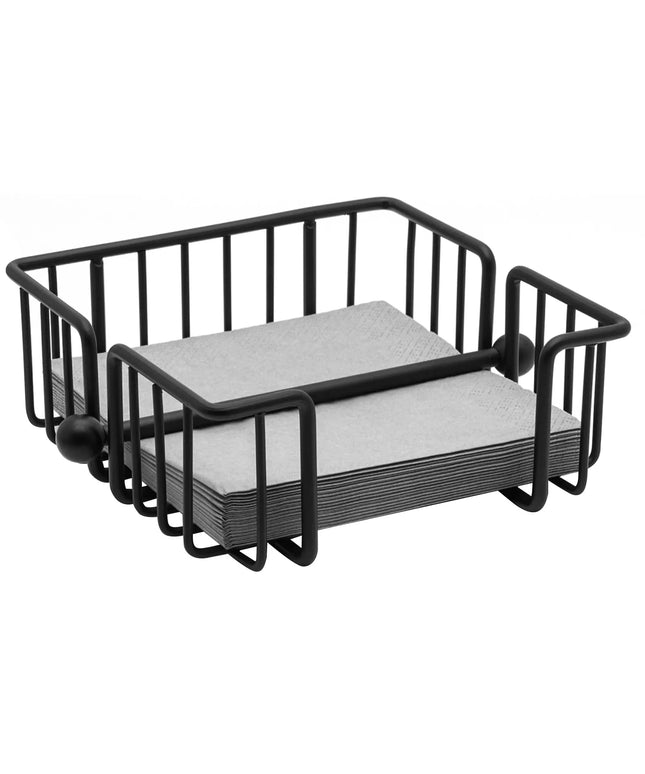 GGM Gastro (6 pcs) Napkin Holder - with Weighted Arm - URBAN - Metal - for Cocktail Napkins - 190x190x75mm - Black