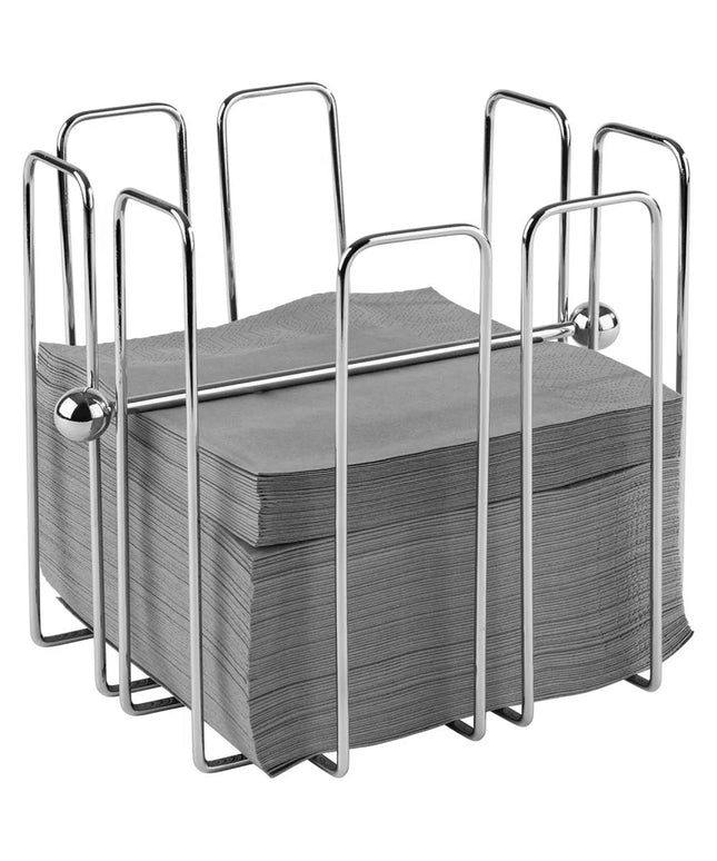 GGM Gastro (6 pcs) Napkin Holder - with Weighted Arm - WIRE - Chrome-Plated Metal - for Cocktail Napkins - 190x190x190mm
