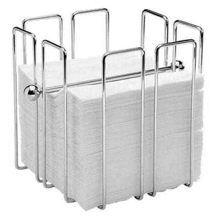 GGM Gastro (6 pcs) Napkin Holder - with Weighted Arm - WIRE - Chrome-Plated Metal - for Cocktail Napkins - 190x190x190mm