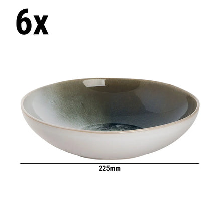 GGM Gastro (6 pcs) NORDIC | Deep Plate - Stoneware - Ø225mm - Green/White
