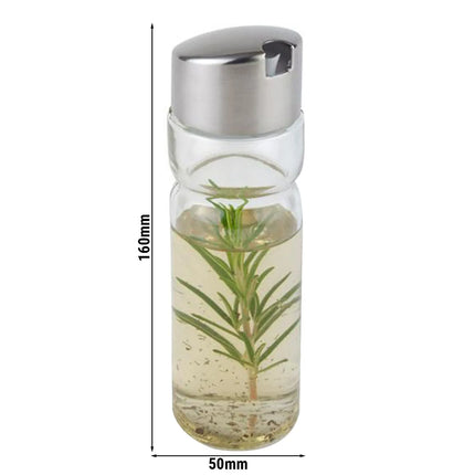 GGM Gastro (6 pcs) Oil and Vinegar Cruets - Glass; Stainless steel lid - Ø50mm - Height: 160mm