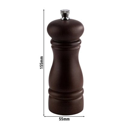 GGM Gastro (6 pcs) Pepper Mill PREMIUM - ETERNAL - Beech Wood - Height: 155mm - Dark Brown