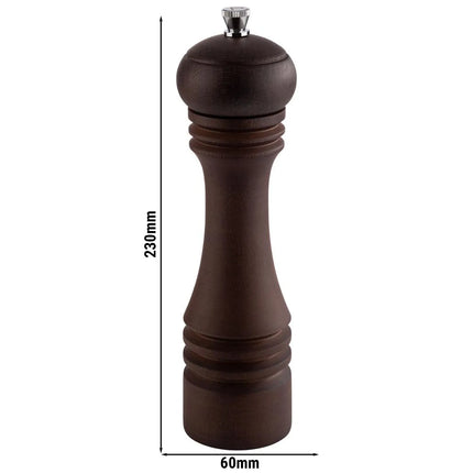 GGM Gastro (6 pcs) Pepper Mill PREMIUM - ETERNAL - Beech Wood - Height: 230mm - Dark Brown
