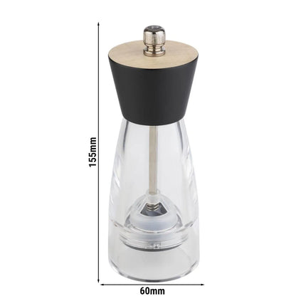 GGM Gastro (6 pcs) Pepper Mill PREMIUM - FRIDA - Acrylic - Height: 155mm - Clear