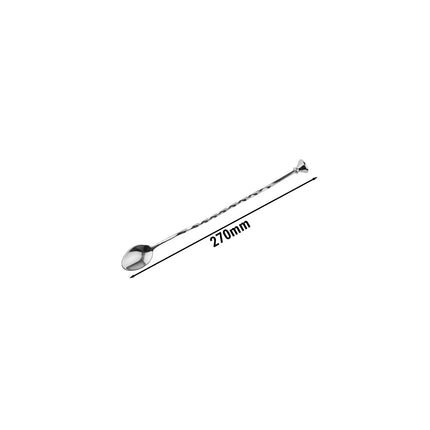 GGM Gastro (6 pcs) Professional Bar Spoon - Stainless Steel - with Twisted Stem - Length 270mm