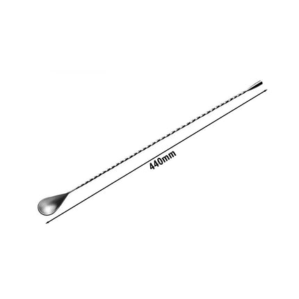 GGM Gastro (6 pcs) Professional Bar Spoon - Stainless Steel - with Twisted Stem - Length 440mm