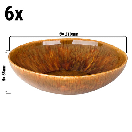 GGM Gastro (6 pcs) RUSTIQUE | Deep Plate - Stoneware - Ø210mm - Brown