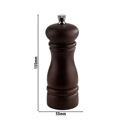 GGM Gastro (6 pcs) Salt Mill PREMIUM - ETERNAL - Beech Wood - Height: 155mm - Dark Brown