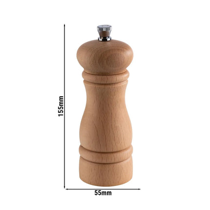 GGM Gastro (6 pcs) Salt Mill PREMIUM - ETERNAL - Beech Wood - Height: 155mm - Light Brown