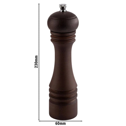 GGM Gastro (6 pcs) Salt Mill PREMIUM - ETERNAL - Beech Wood - Height: 230mm - Dark Brown
