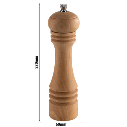 GGM Gastro (6 pcs) Salt Mill PREMIUM - ETERNAL - Beech Wood - Height: 230mm - Light Brown