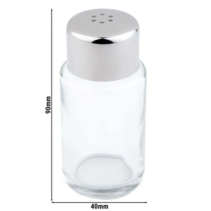 GGM Gastro (6 pcs) Salt & Pepper Shakers - 2-piece set - Holes Ø 1.85mm - Ø 40mm - Glass - Height: 90mm - Matt