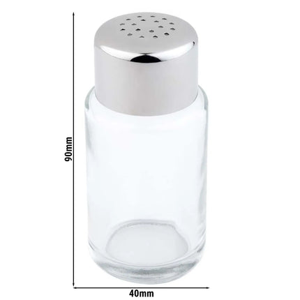 GGM Gastro (6 pcs) Salt & Pepper Shakers - fine - Holes Ø1.35mm - square - Stainless Steel - Glass - Height: 90mm - Matt
