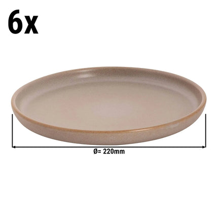 GGM Gastro (6 pcs) SANDY LOAM | Plate - flat - Stoneware - Ø220mm - Grey