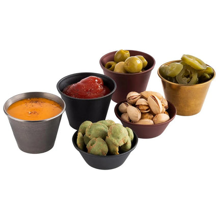GGM Gastro (6 pcs) Sauce Cup - 6-piece Set - Stainless Steel - 60ml - round - Ø60mm - Black