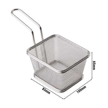 GGM Gastro (6 pcs) Serving Basket - SNACKHOLDER - Stainless Steel - Rectangular - 100x85mm - with 1 Handle