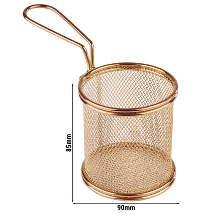 GGM Gastro (6 pcs) Serving Basket - SNACKHOLDER - Stainless Steel - Rectangular - 90x90mm - with 1 Handle - Copper