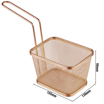 GGM Gastro (6 pcs) Serving Basket - SNACKHOLDER - Stainless Steel - Rectangular - 130x105mm - with 1 Handle - Copper