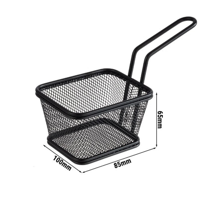 GGM Gastro (6 pcs) Serving Basket - SNACKHOLDER - Stainless Steel - Rectangular - 100x85mm - with 1 Handle - Black