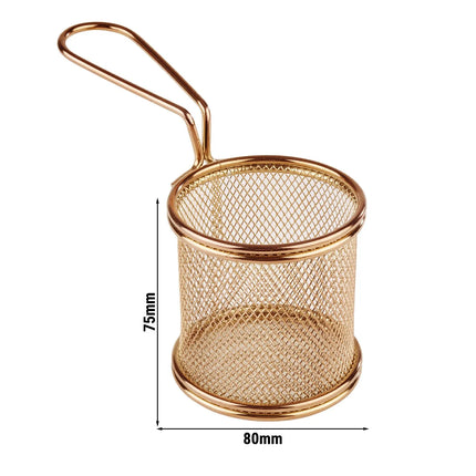 GGM Gastro (6 pcs) Serving Basket - SNACKHOLDER - Stainless Steel - Rectangular - 80x80mm - with 1 Handle - Copper