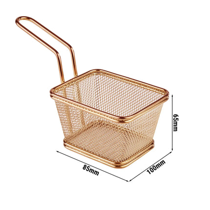 GGM Gastro (6 pcs) Serving Basket - SNACKHOLDER - Stainless Steel - Rectangular - 100x85mm - with 1 Handle - Copper