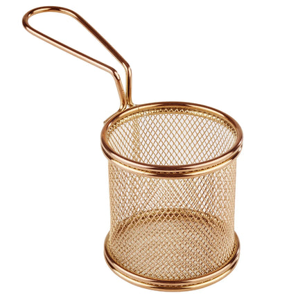GGM Gastro (6 pcs) Serving Basket - SNACKHOLDER - Stainless Steel - Rectangular - 80x80mm - with 1 Handle - Copper