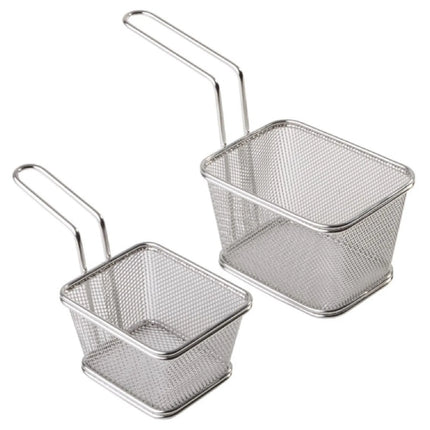 GGM Gastro (6 pcs) Serving Basket - SNACKHOLDER - Stainless Steel - Rectangular - 100x85mm - with 1 Handle