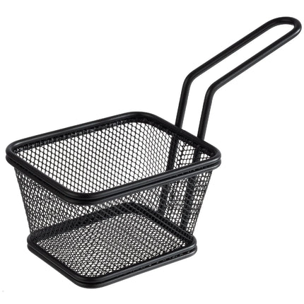 GGM Gastro (6 pcs) Serving Basket - SNACKHOLDER - Stainless Steel - Rectangular - 100x85mm - with 1 Handle - Black