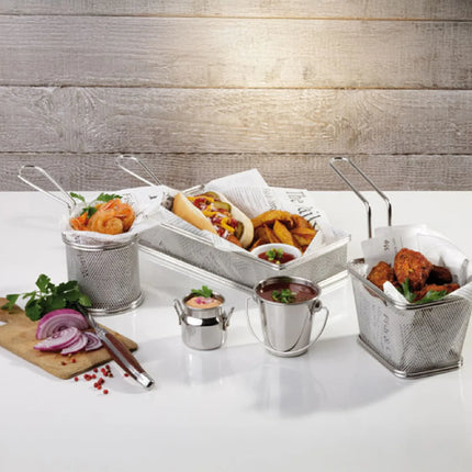 GGM Gastro (6 pcs) Serving Basket - SNACKHOLDER - Stainless Steel - Rectangular - 260x130mm
