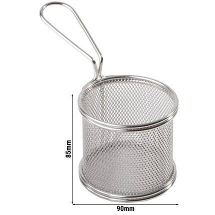 GGM Gastro (6 pcs) Serving Basket - SNACKHOLDER - Stainless Steel - Round - Ø90mm - with 1 Handle