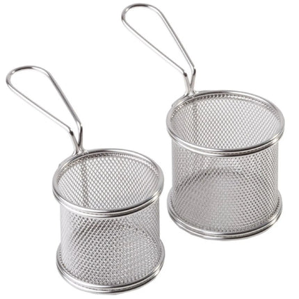 GGM Gastro (6 pcs) Serving Basket - SNACKHOLDER - Stainless Steel - Round - Ø90mm - with 1 Handle