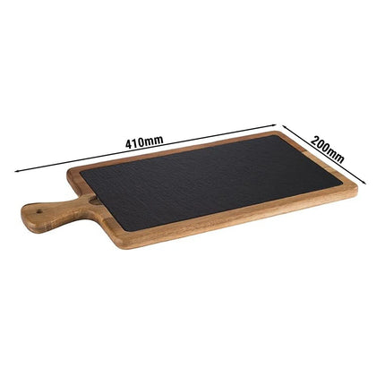GGM Gastro (6 pcs) Serving Board - FUSIONA - 2-piece set - incl. slate plate - acacia wood - 410x200mm