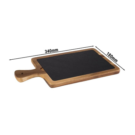 GGM Gastro (6 pcs) Serving Board - FUSIONA - 2-piece set - incl. slate plate - acacia wood - 340x180mm