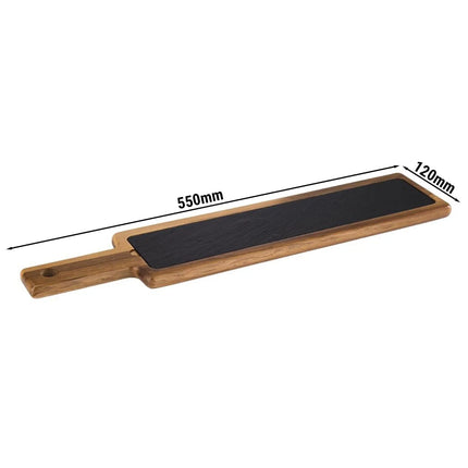 GGM Gastro (6 pcs) Serving Board - FUSIONA - 2-piece set - incl. slate plate - acacia wood - 550x120mm