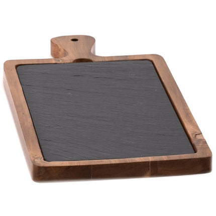 GGM Gastro (6 pcs) Serving Board - FUSIONA - 2-piece set - incl. slate plate - acacia wood - 410x200mm