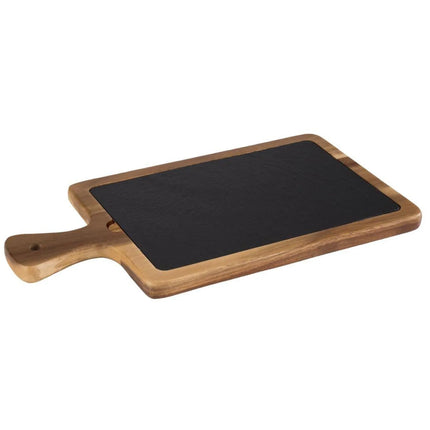 GGM Gastro (6 pcs) Serving Board - FUSIONA - 2-piece set - incl. slate plate - acacia wood - 340x180mm