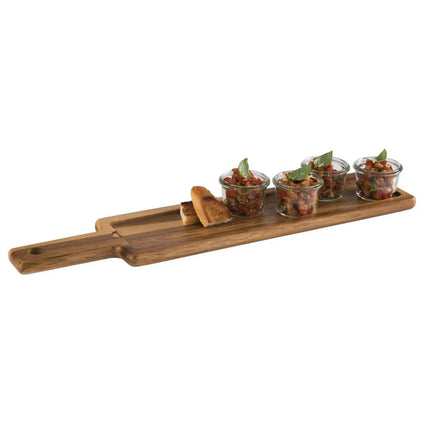 GGM Gastro (6 pcs) Serving Board - FUSIONA - 2-piece set - incl. slate plate - acacia wood - 550x120mm