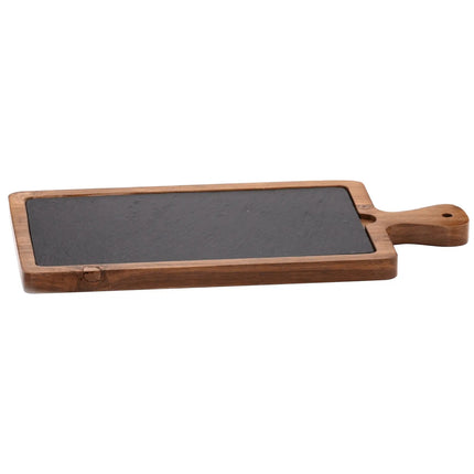 GGM Gastro (6 pcs) Serving Board - FUSIONA - 2-piece set - incl. slate plate - acacia wood - 410x200mm