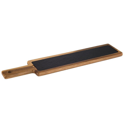 GGM Gastro (6 pcs) Serving Board - FUSIONA - 2-piece set - incl. slate plate - acacia wood - 550x120mm