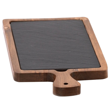 GGM Gastro (6 pcs) Serving Board - FUSIONA - 2-piece set - incl. slate plate - acacia wood - 410x200mm