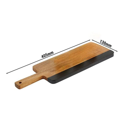 GGM Gastro (6 pcs) Serving Board - ROCKWOOD - 6-piece set - incl. writable natural slate strip - acacia wood - 405x130mm
